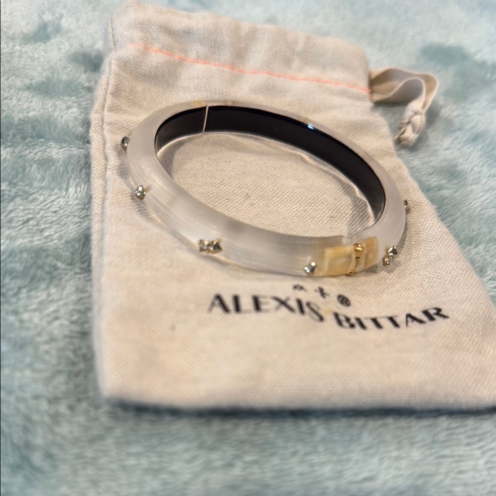 Alexis Bittar Clear Crystal-Embellished Resin Bangle Bracelet